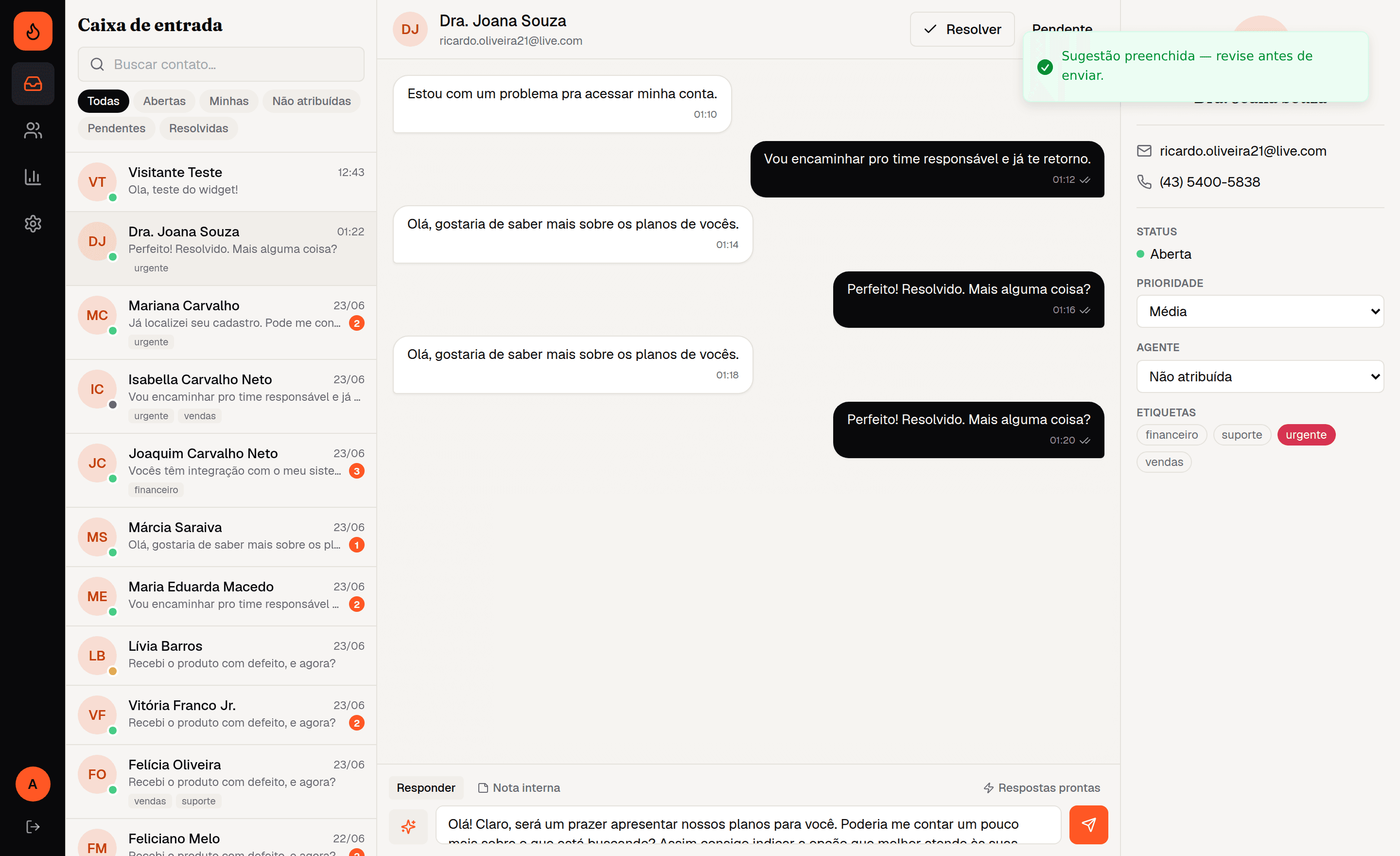 Faísca — screenshot